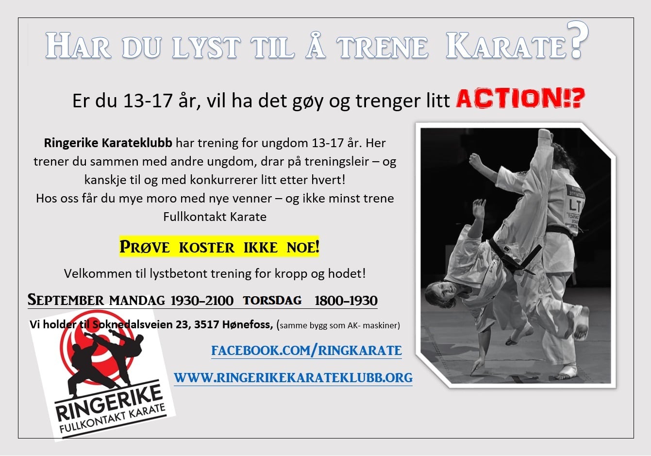 NB! Nye treningstider fra september 2020